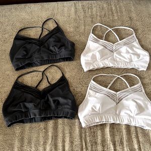 4 ALO Yoga sports bra bundle, 2 in white and 2 in anthracite size medium